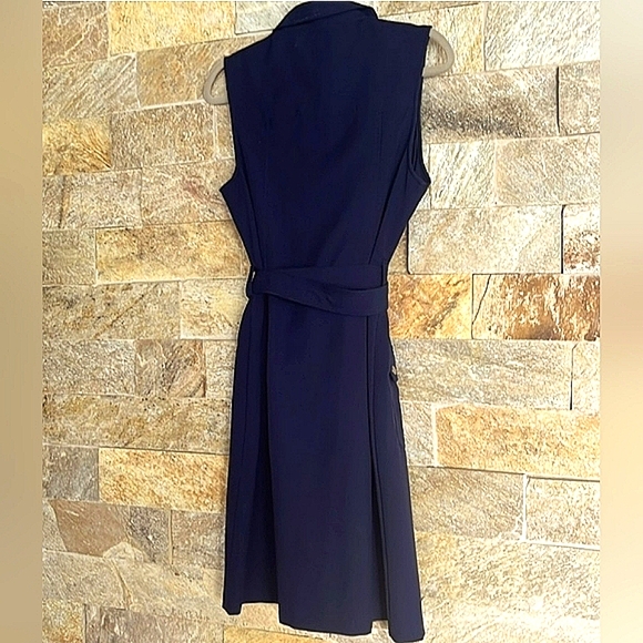 Navy Blue Sleeveless Midi Dress Sz 10 - Picture 2 of 9
